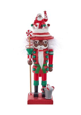 10-Inch Hollywood Black Nutcracker with Santa Hat