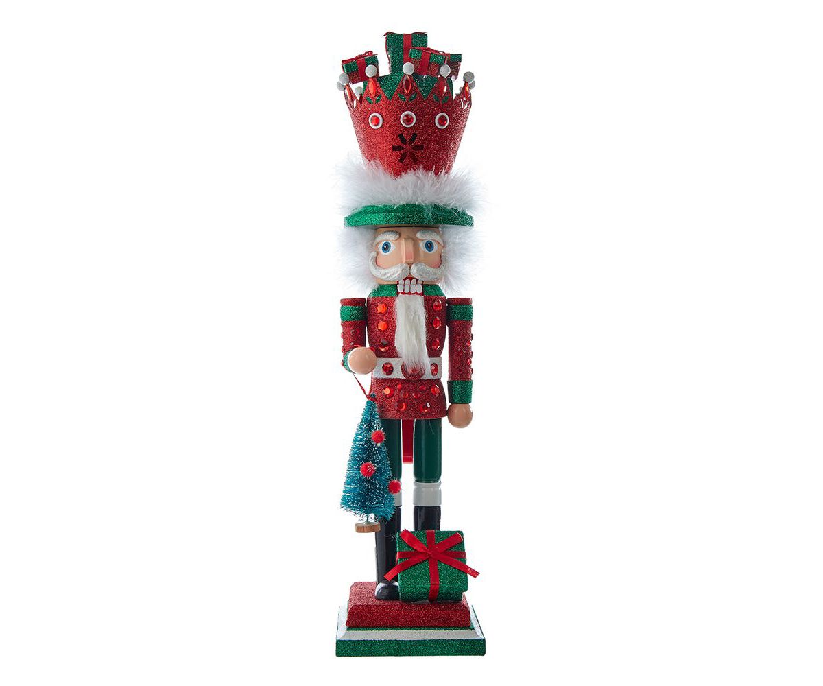Kurt Adler 18-Inch Hollywood Nutcrackers Red and Green with Presents Crown Nutcracker