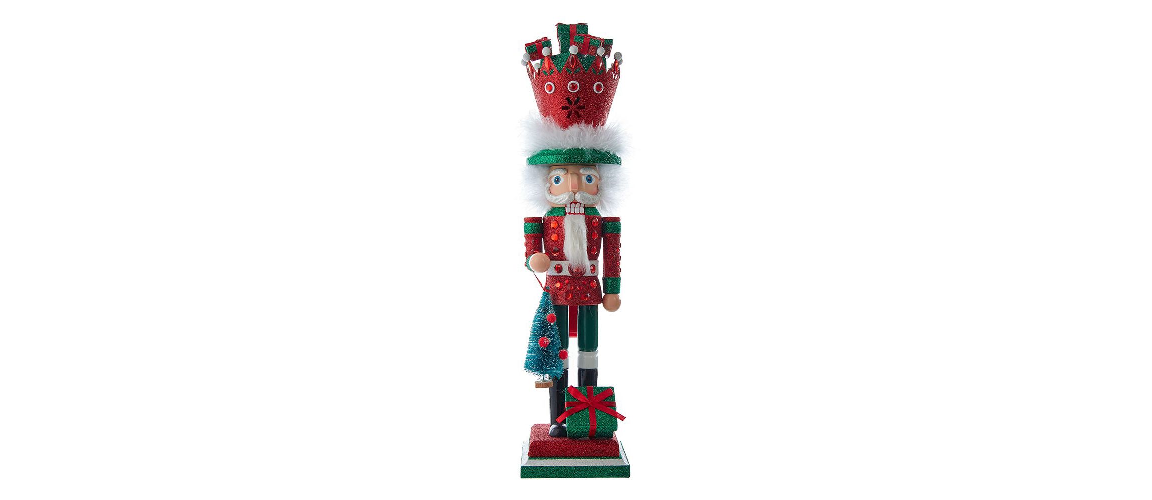 Kurt Adler 18-Inch Hollywood Nutcrackers Red and Green with Presents Crown Nutcracker