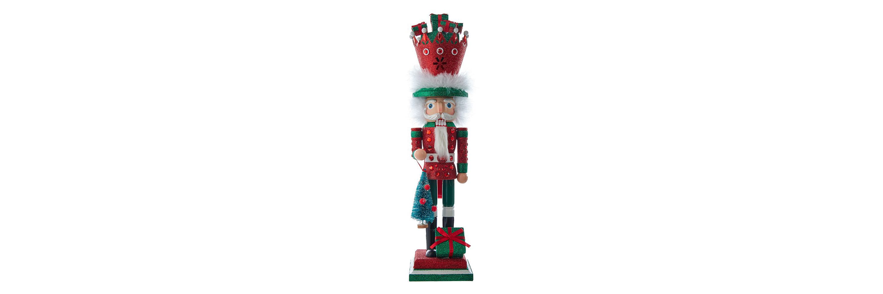Kurt Adler 18-Inch Hollywood Nutcrackers Red and Green with Presents Crown Nutcracker