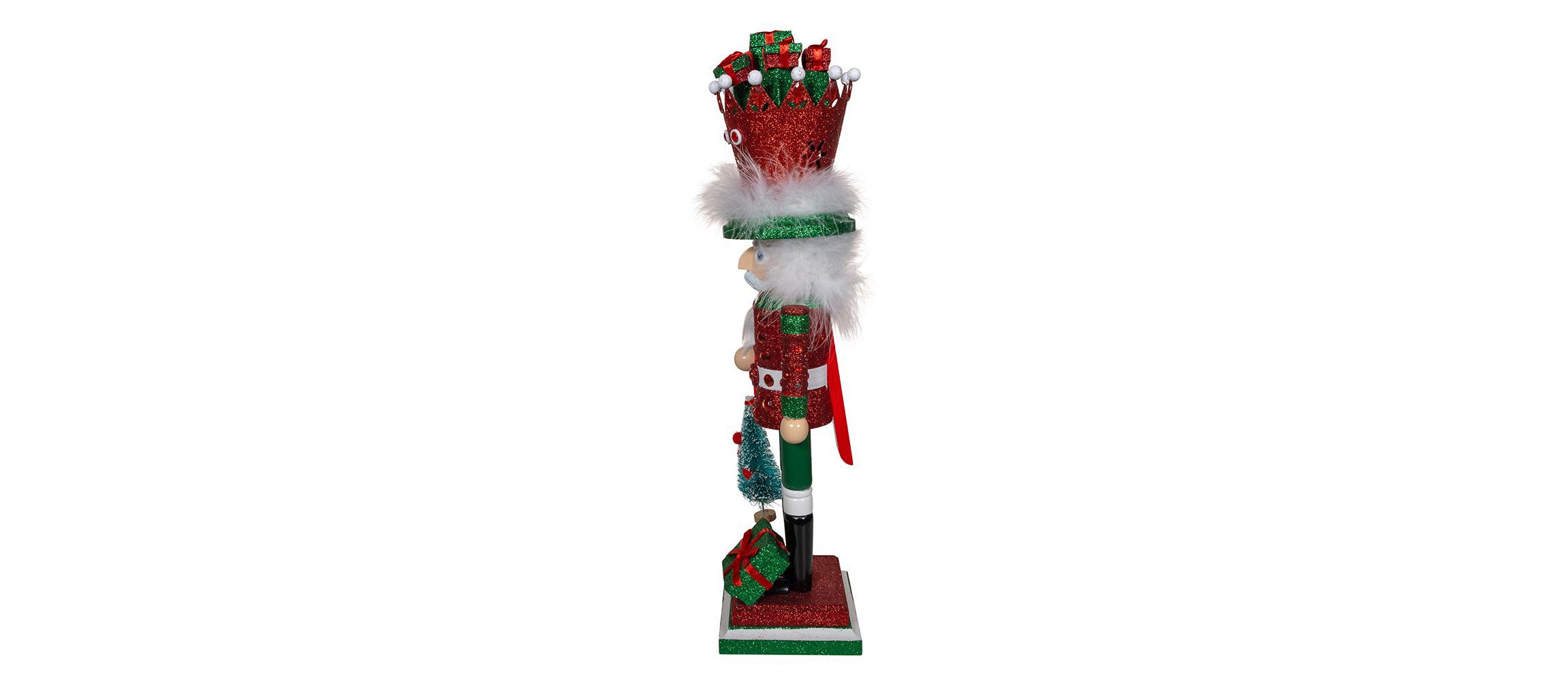 Kurt Adler 18-Inch Hollywood Nutcrackers Red and Green with Presents Crown Nutcracker