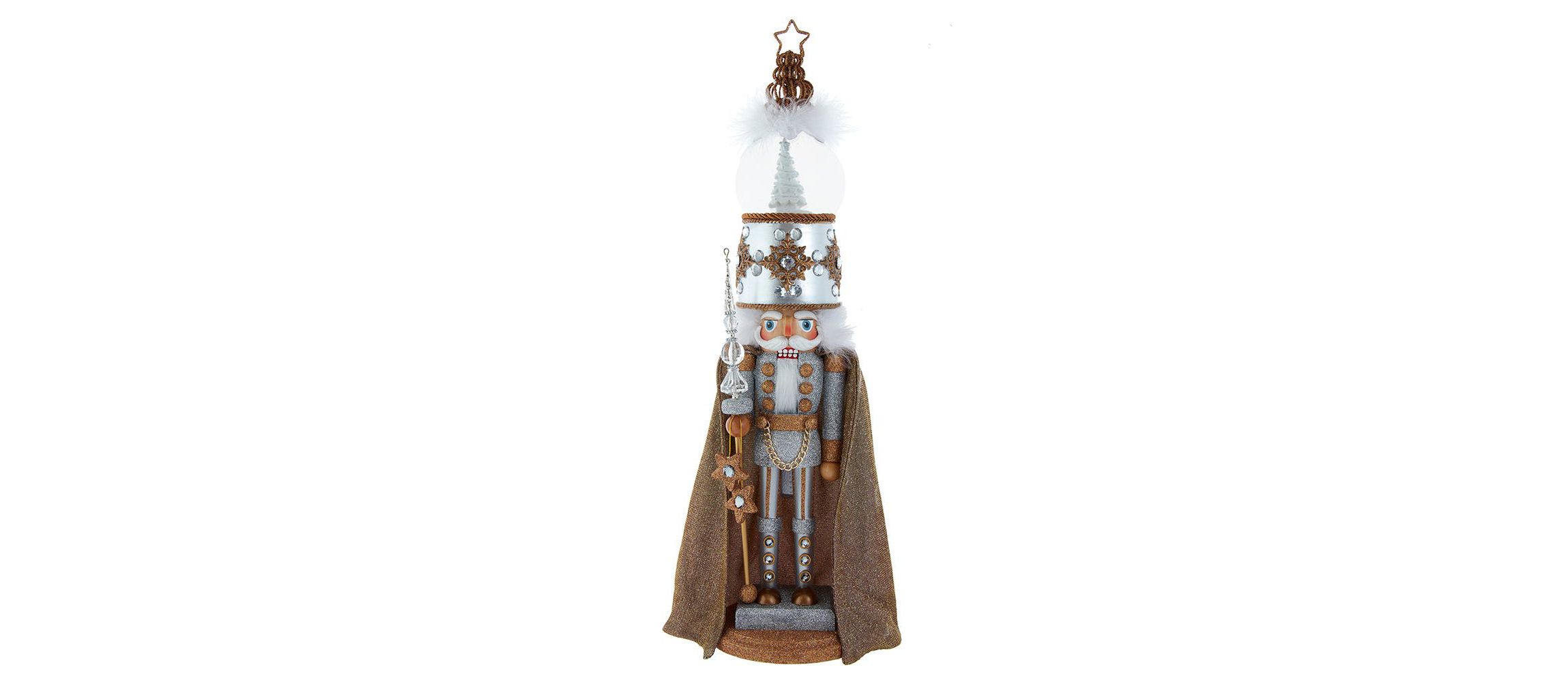 22-Inch Hollywood Nutcrackers Musical Gold and Silver Nutcracker With Water Globe