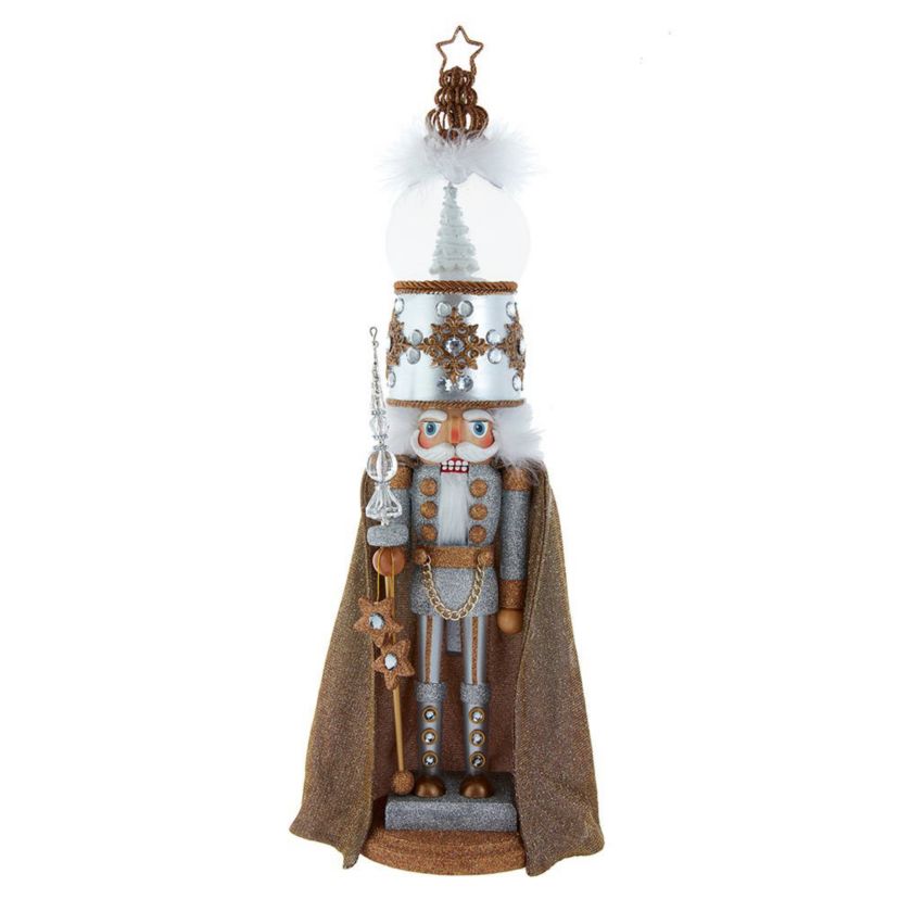 22-Inch Hollywood Nutcrackers Musical Gold and Silver Nutcracker With Water Globe