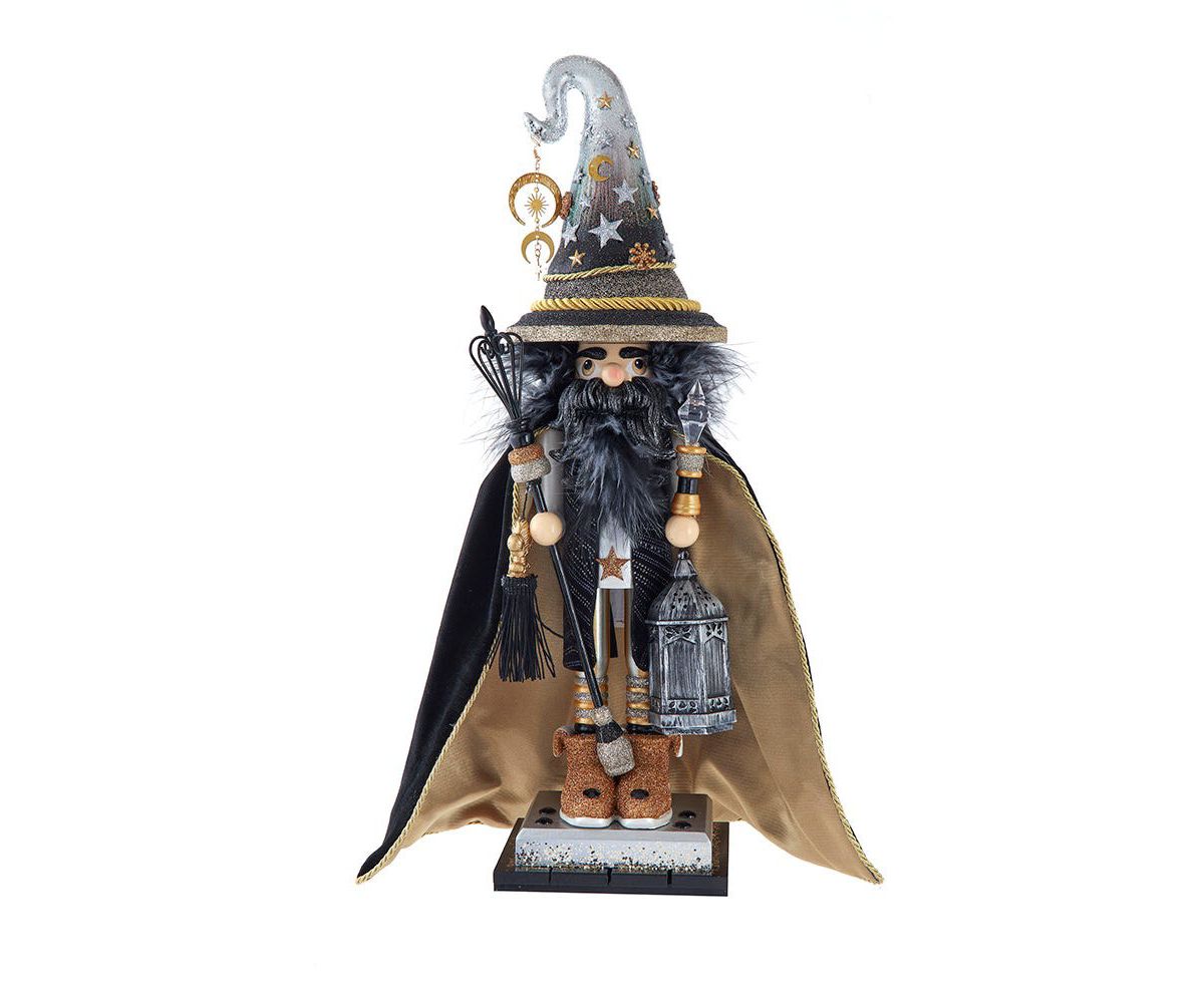18-Inch Hollywood Nutcrackers Black and Gold Wizard Nutcracker