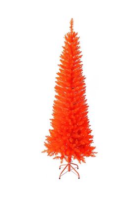 6 Foot Pre-Lit Orange Slim Christmas Tree