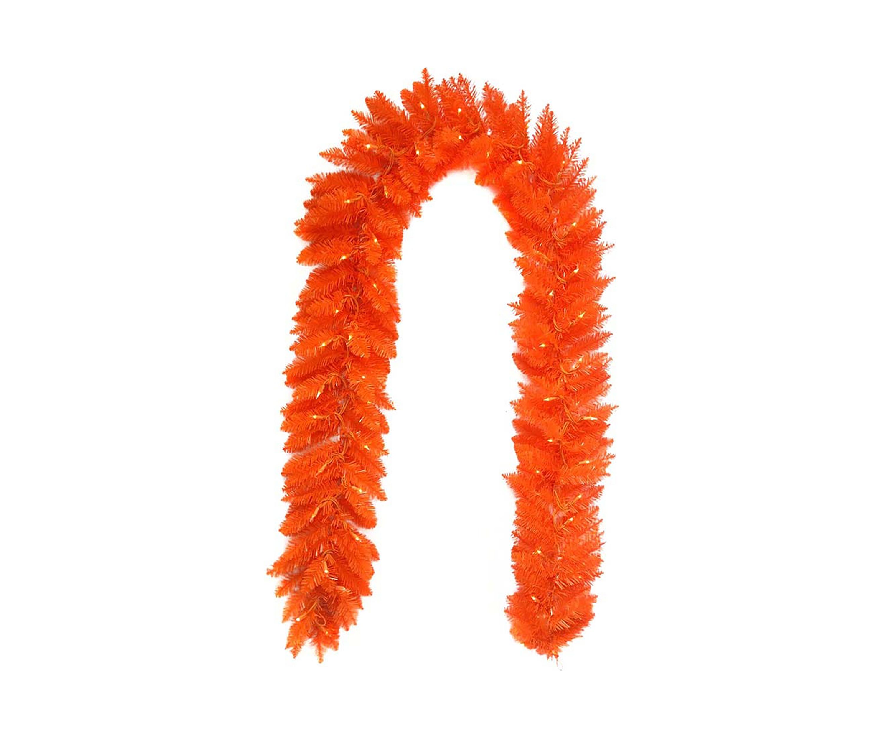 9 Foot Pre-Lit Orange Garland