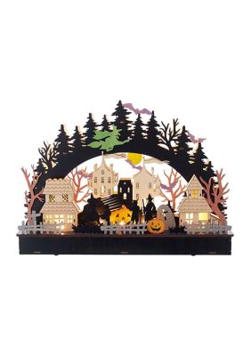 Battery-Operated Lighted LED Wooden Halloween Village House