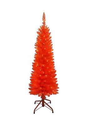 4-Foot Pre-Lit Orange Slim Tree