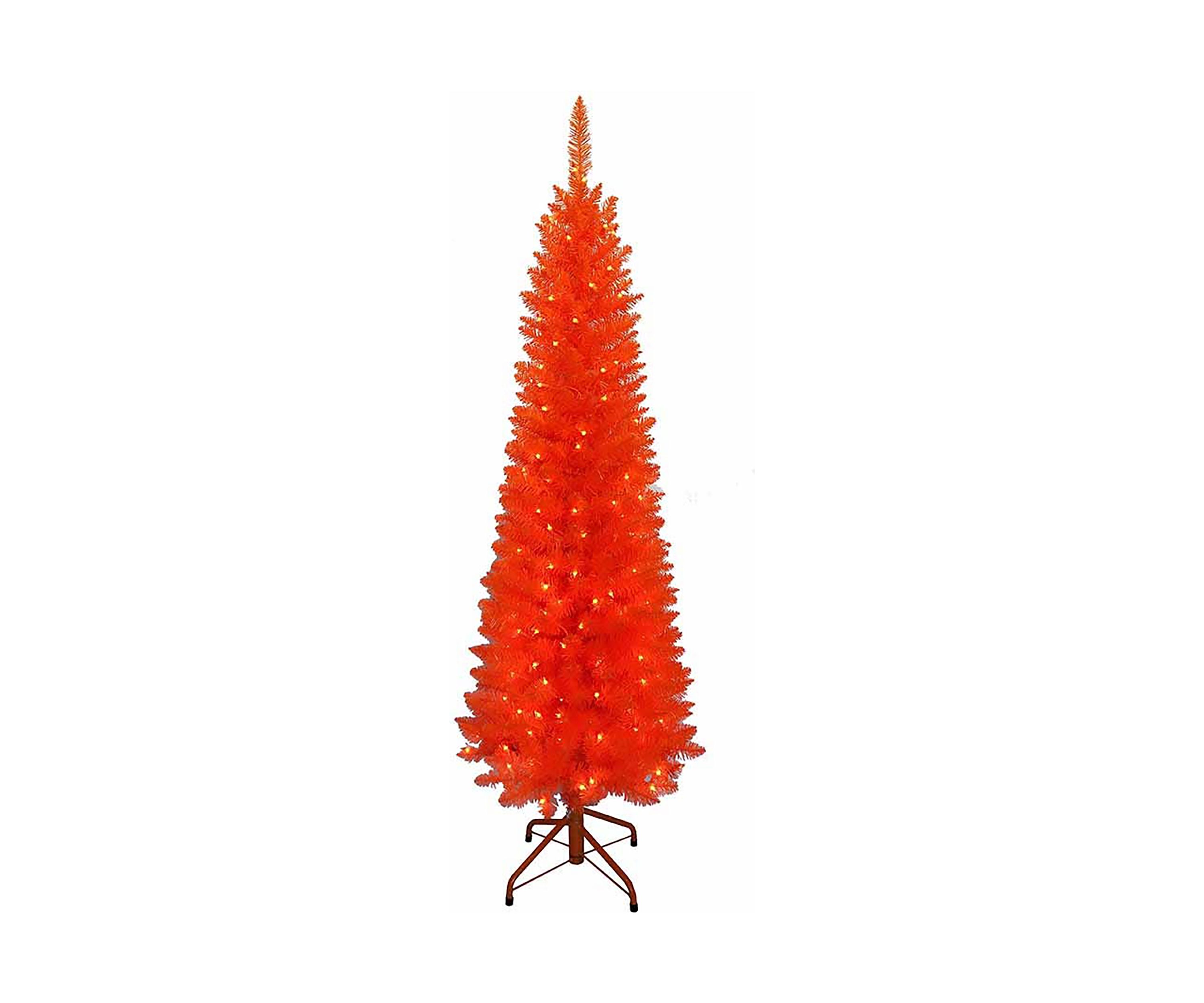5-Foot Pre-Lit Orange Slim Tree