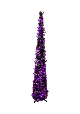 5.5-Foot Pre-Lit Purple and Black Collapsible Tree