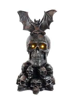 11.5-Inch Battery-Operated Bat On Skull Table Piece