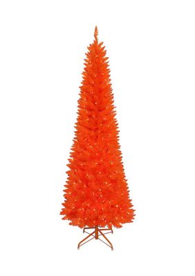 7 Foot Pre Lit Orange Slim Tree