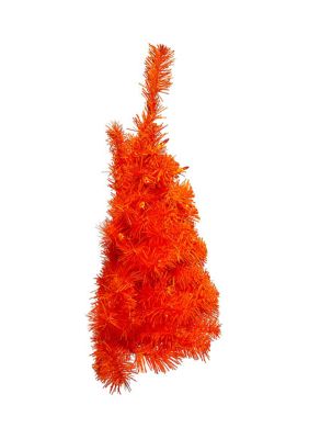 24-Inch Pre Lit Incandescent Orange Wall Tree