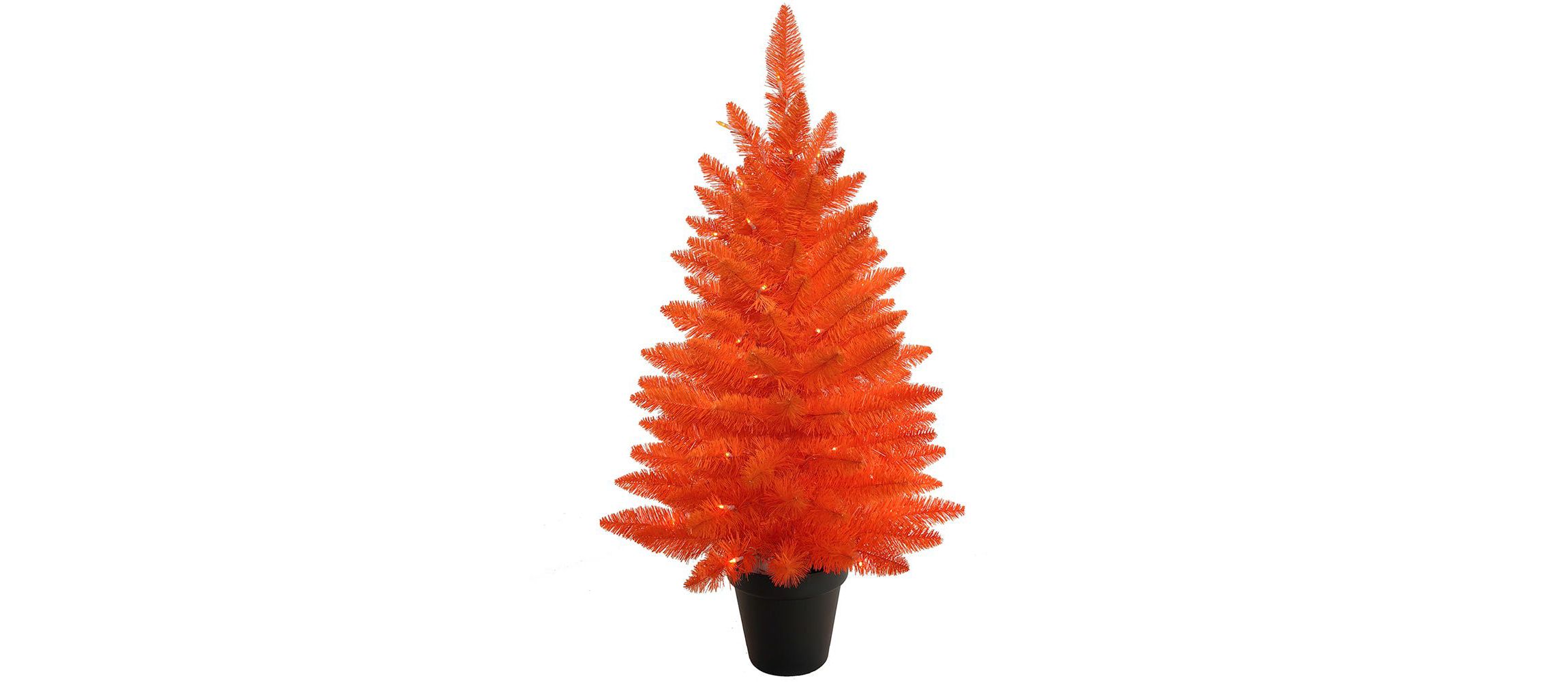 3-Foot Battery-Operated Pre-Lit Halloween Orange Potted Tree With Orange LED Lights
