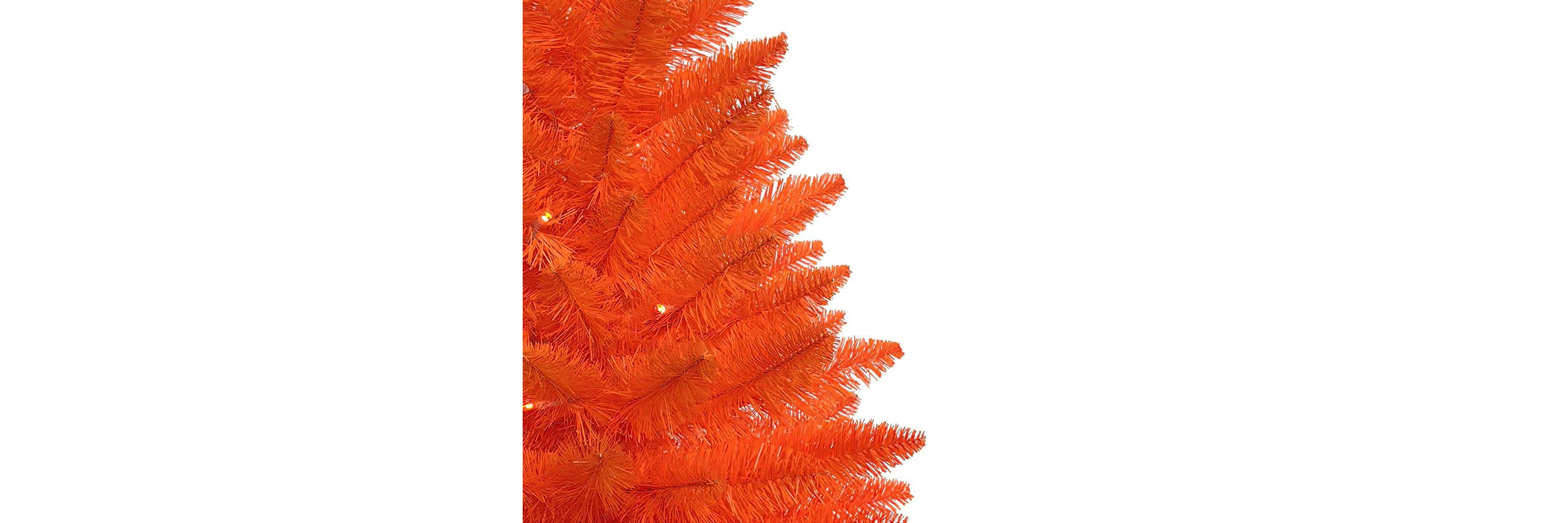 3-Foot Battery-Operated Pre-Lit Halloween Orange Potted Tree With Orange LED Lights