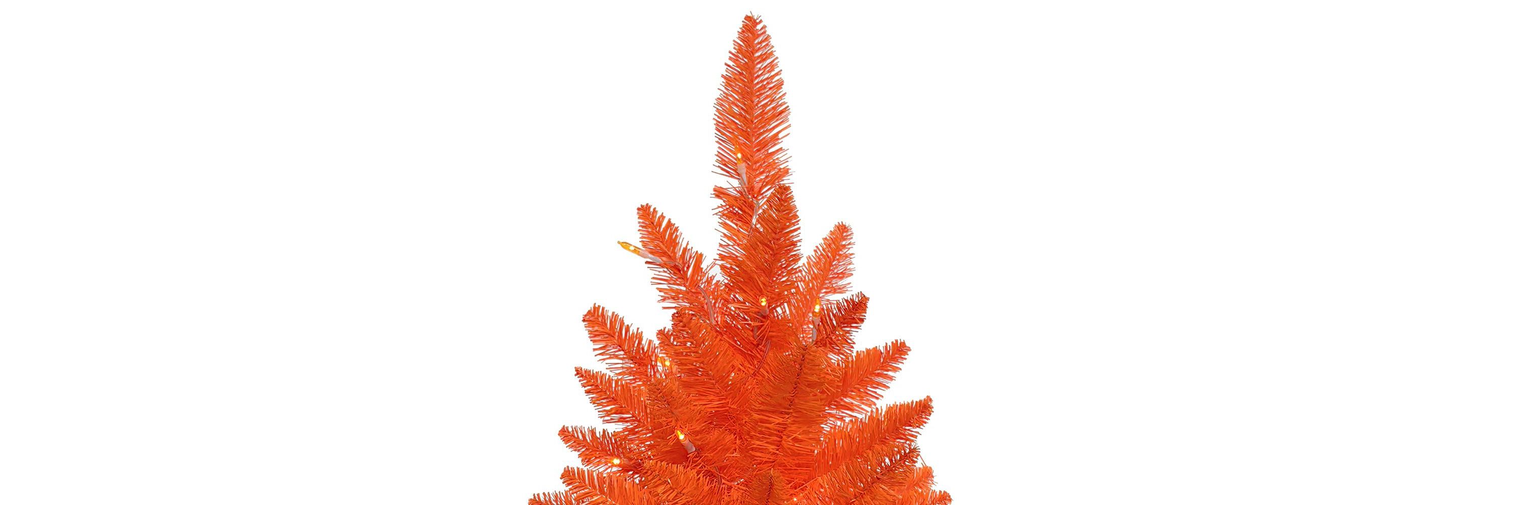 3-Foot Battery-Operated Pre-Lit Halloween Orange Potted Tree With Orange LED Lights