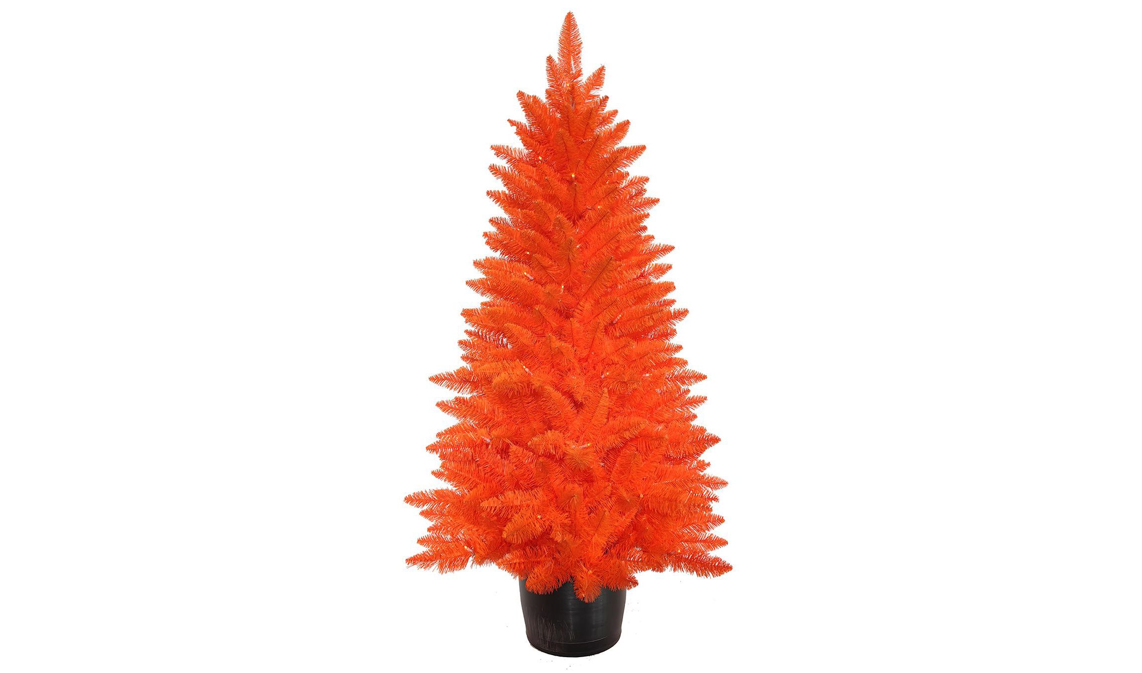 4.5-Foot Battery-Operated Pre-Lit Halloween Orange Potted Tree With Orange LED Lights