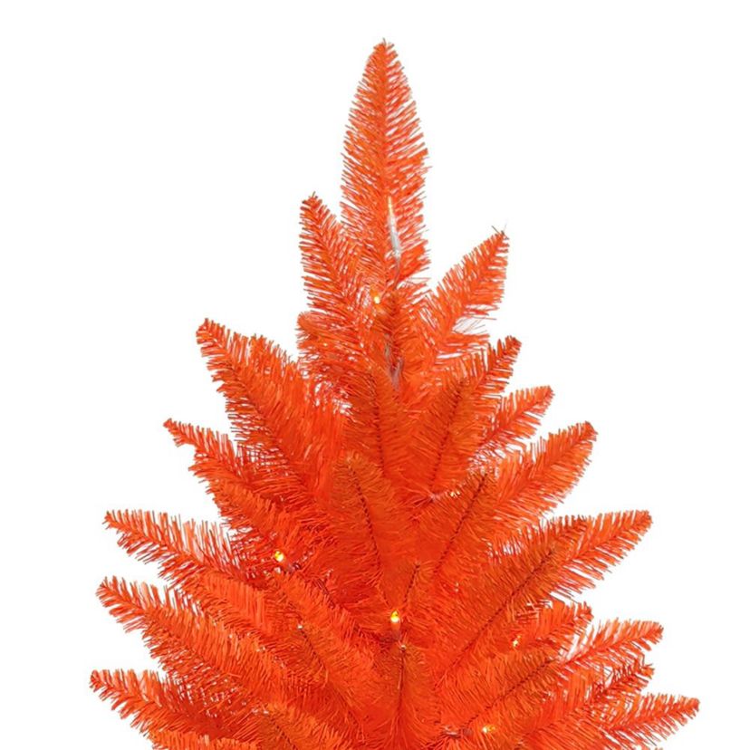 4.5-Foot Battery-Operated Pre-Lit Halloween Orange Potted Tree With Orange LED Lights