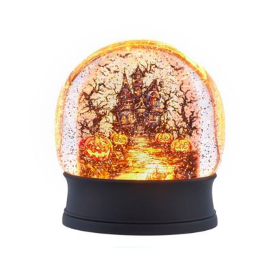 Kurt S. Adler 6.5-Inch Battery Operated USB Halloween LED Lighted Village Scene Water Lantern, Gold