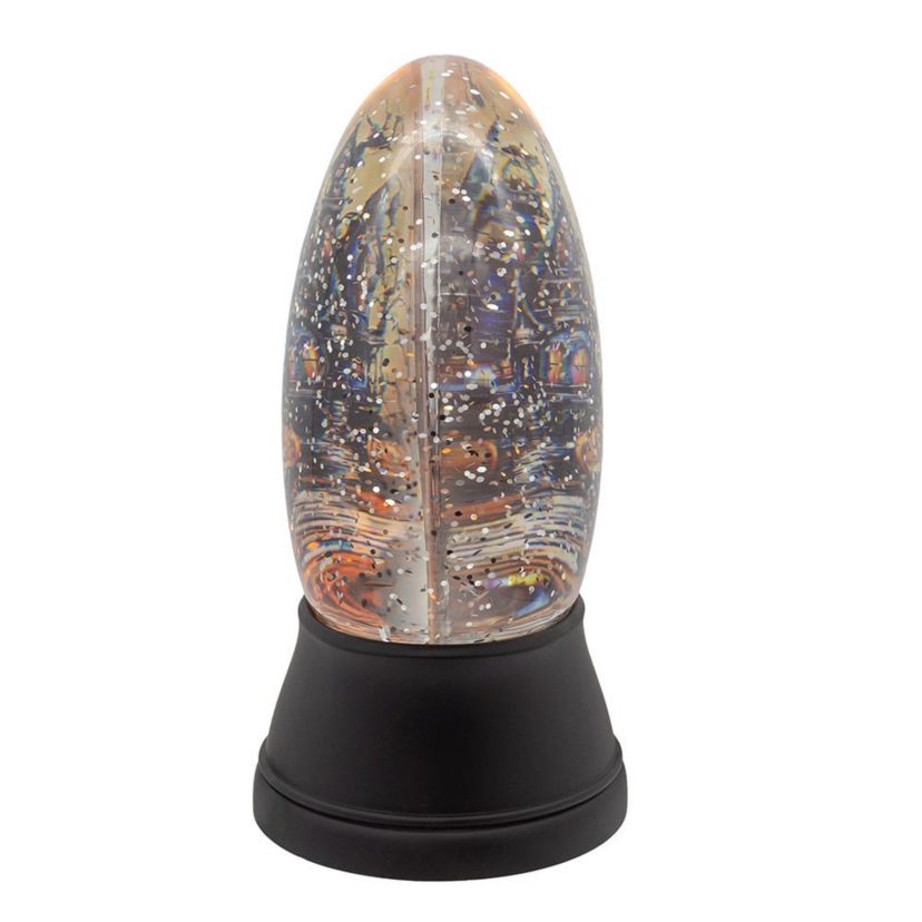6.5-Inch Battery Operated USB Halloween LED Lighted Village Scene Water Lantern.