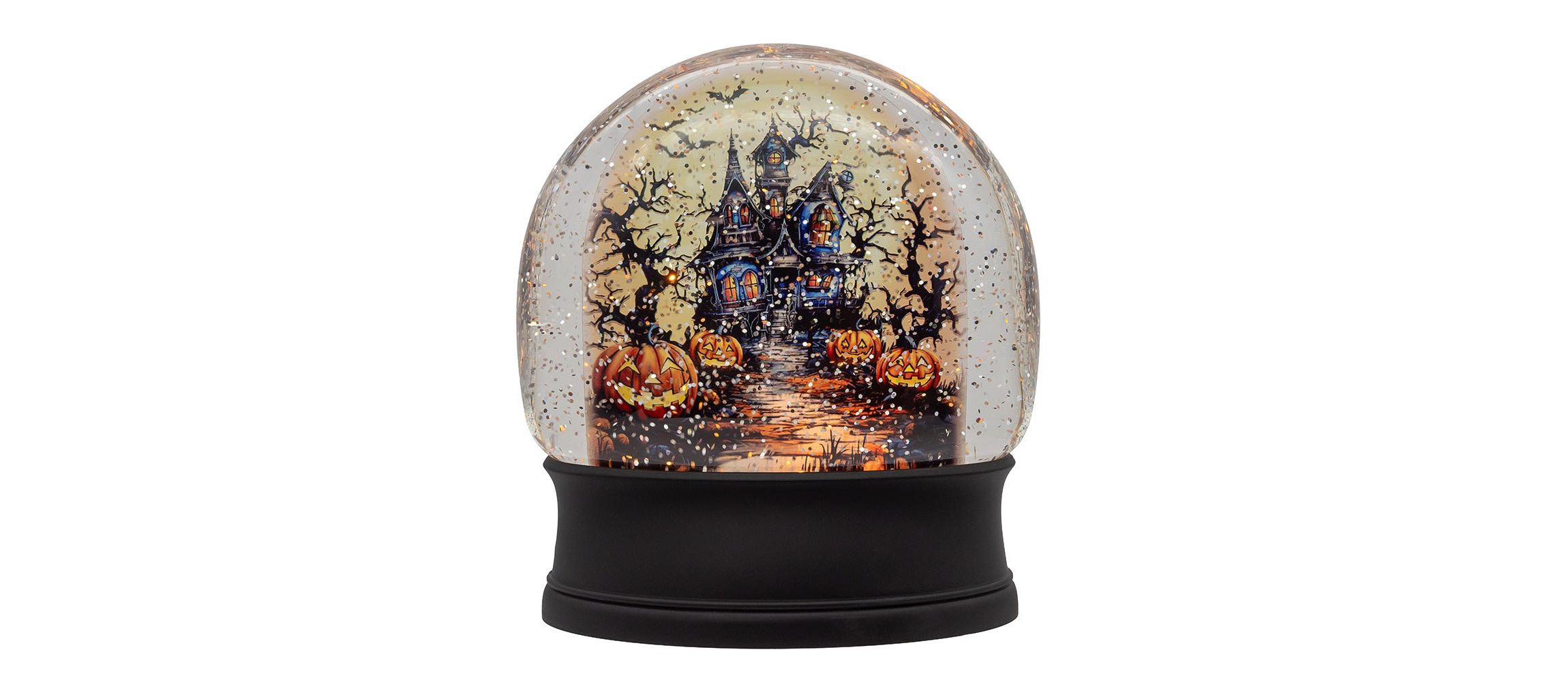 6.5-Inch Battery Operated USB Halloween LED Lighted Village Scene Water Lantern.