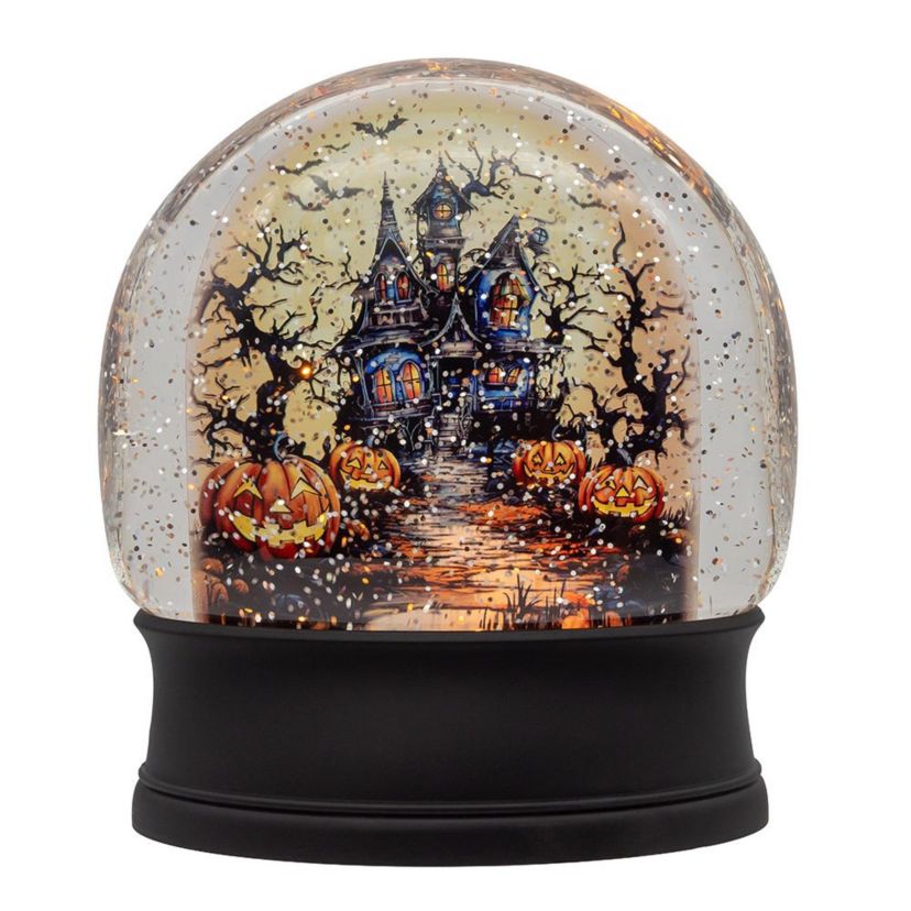 6.5-Inch Battery Operated USB Halloween LED Lighted Village Scene Water Lantern.