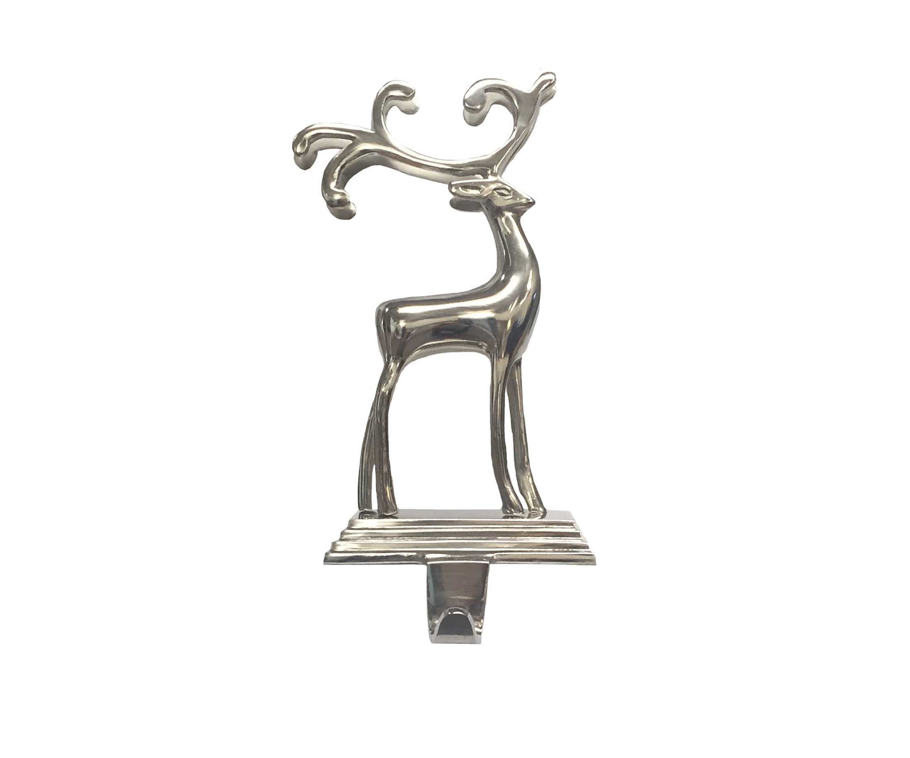 Silver Reindeer Stocking Hanger