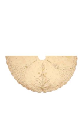 Kurt S. Adler Gold Treeskirt With Handwork Details, Black