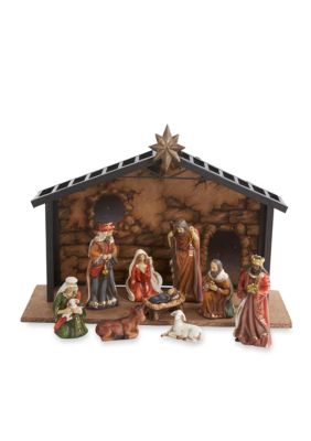 Kurt S. Adler Porcelain 10-Piece Nativity Set, Black