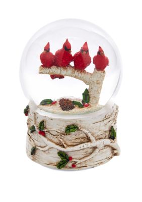 Cardinals With Tree Musical Water Globe