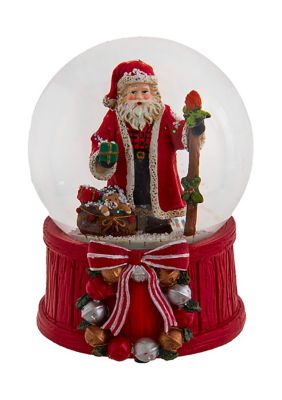 100MM Wind Up Musical Santa With Gift Bag Tree Water Globe