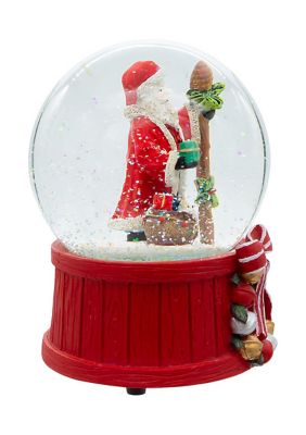 100MM Wind Up Musical Santa With Gift Bag Tree Water Globe