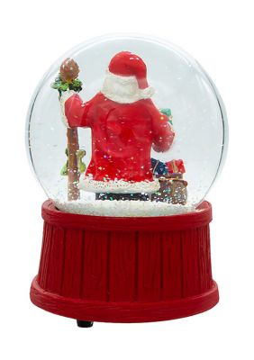 100MM Wind Up Musical Santa With Gift Bag Tree Water Globe
