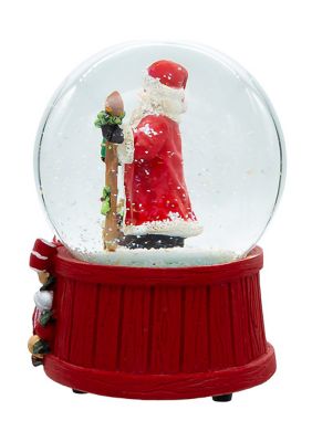 100MM Wind Up Musical Santa With Gift Bag Tree Water Globe
