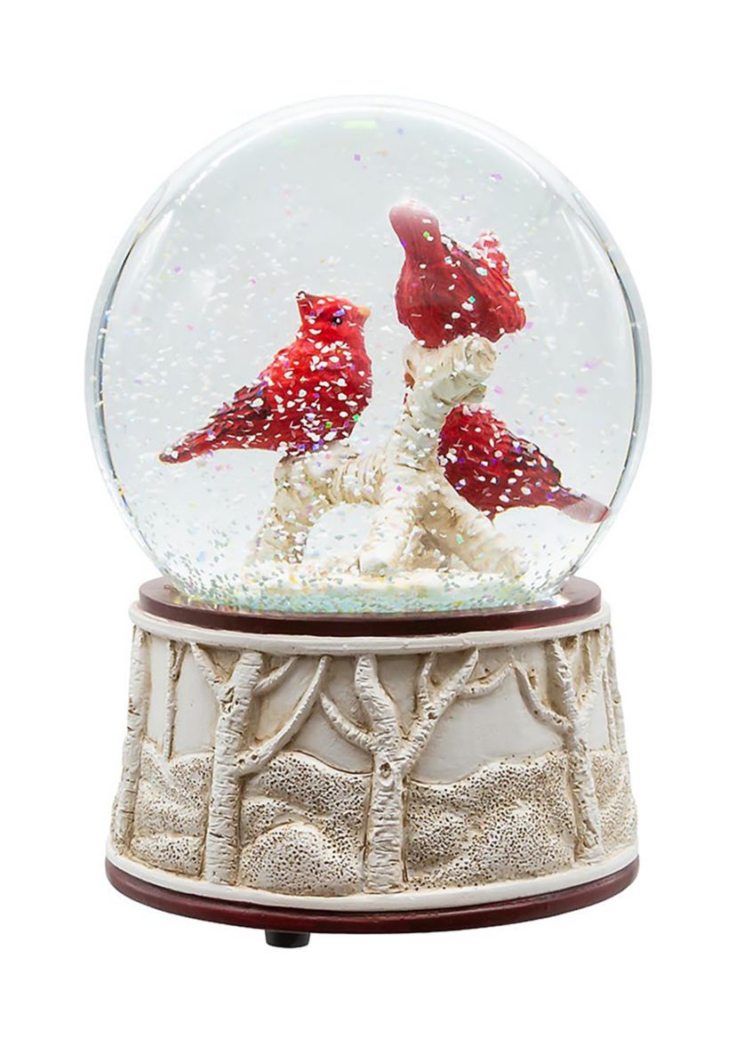 100MM Wind Up Musical Cardinals Water Globe