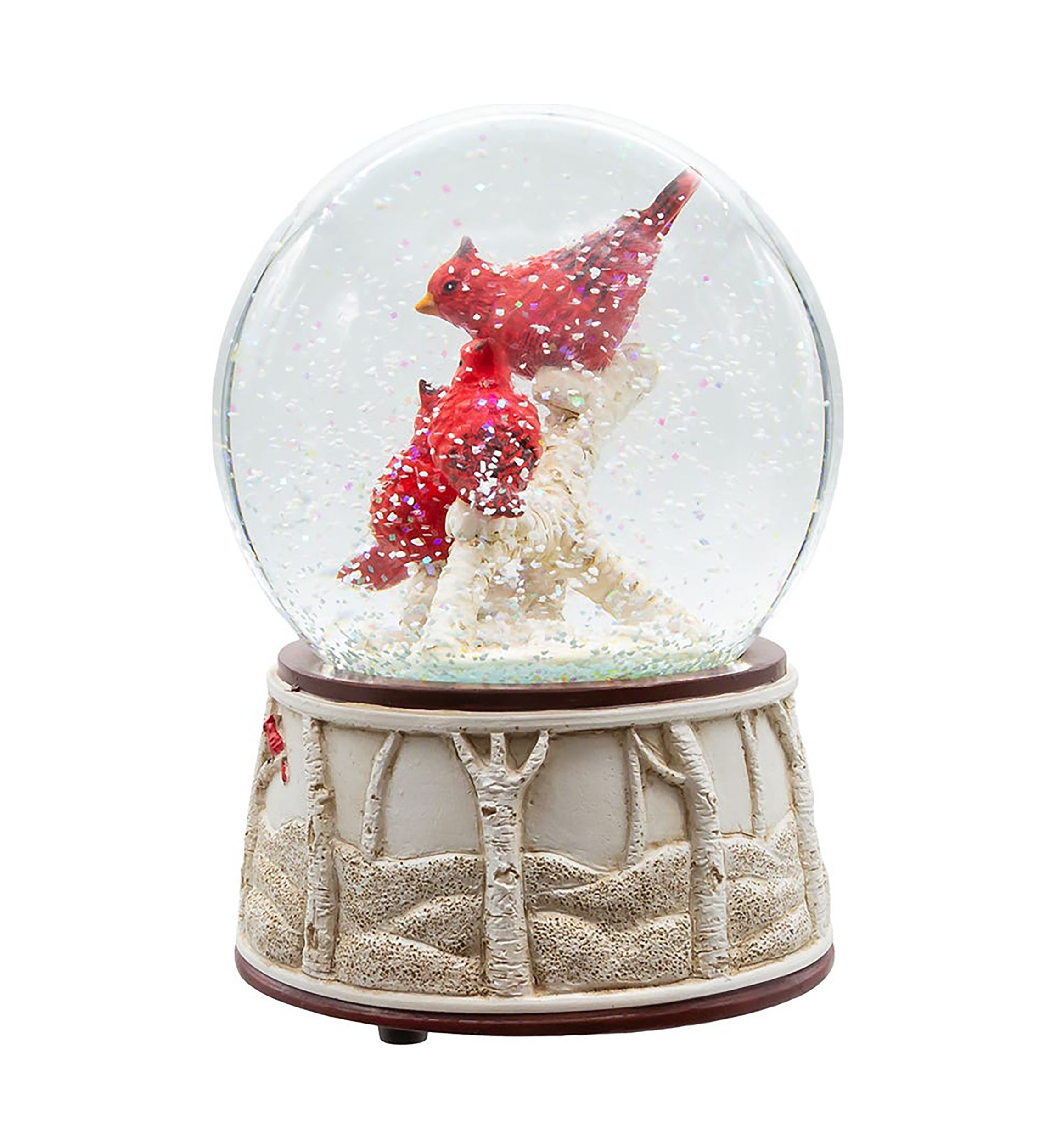 100MM Wind Up Musical Cardinals Water Globe