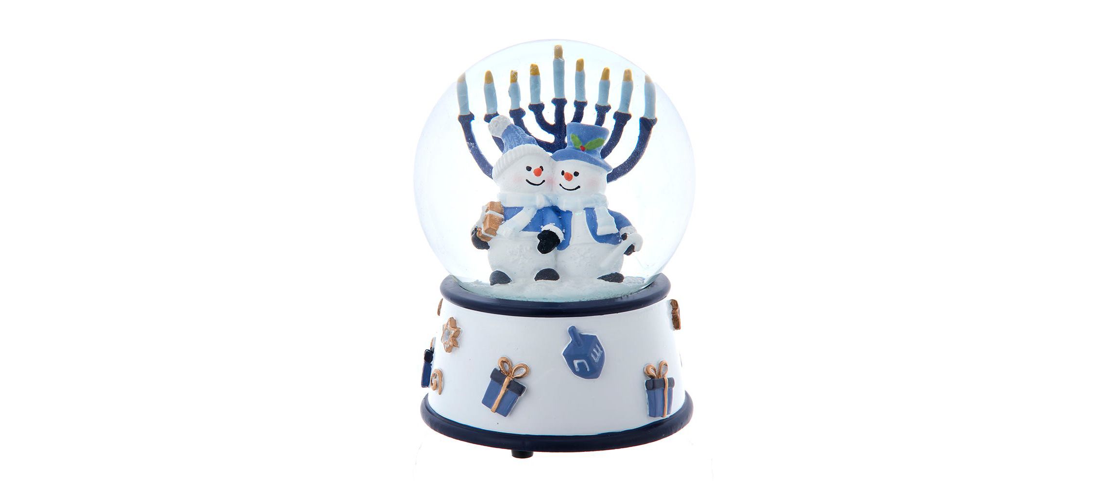 Kurt Adler 100MM Musical Wind-Up Hanukkah Snowman Water Globe