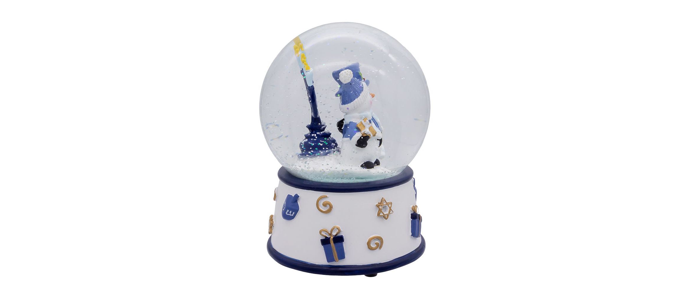 Kurt Adler 100MM Musical Wind-Up Hanukkah Snowman Water Globe