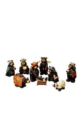 4 Inch Resin Set of 9 Nativity Bear Pieces 