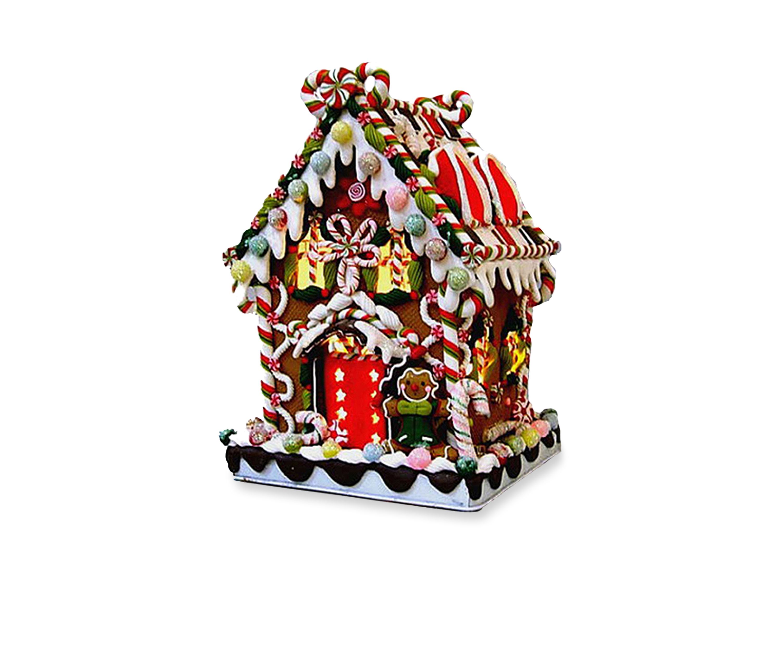 Claydough and Metal Candy House With Lighted Decortations
