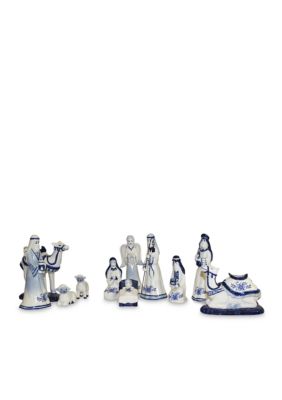 Porcelain Delft Blue Nativity Set