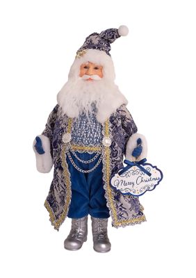 18-Inch Blue Santa Holding Oversized "Merry Christmas" Sign Table Piece