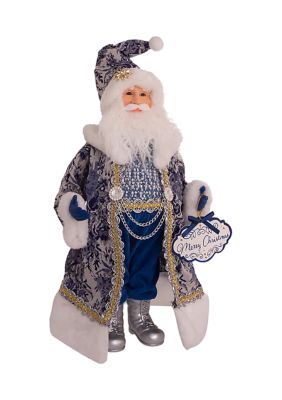 18-Inch Blue Santa Holding Oversized "Merry Christmas" Sign Table Piece