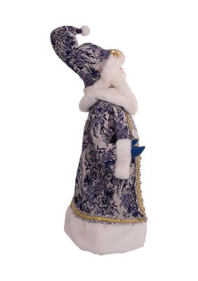 18-Inch Blue Santa Holding Oversized "Merry Christmas" Sign Table Piece