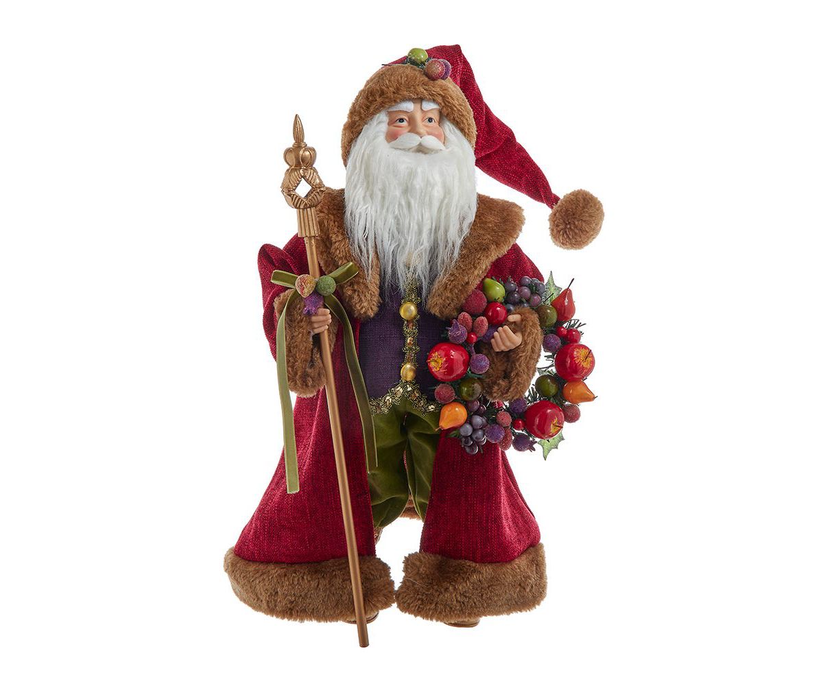Kurt Adler 20-Inch Sugar Fruit Santa With Fruit Wreath