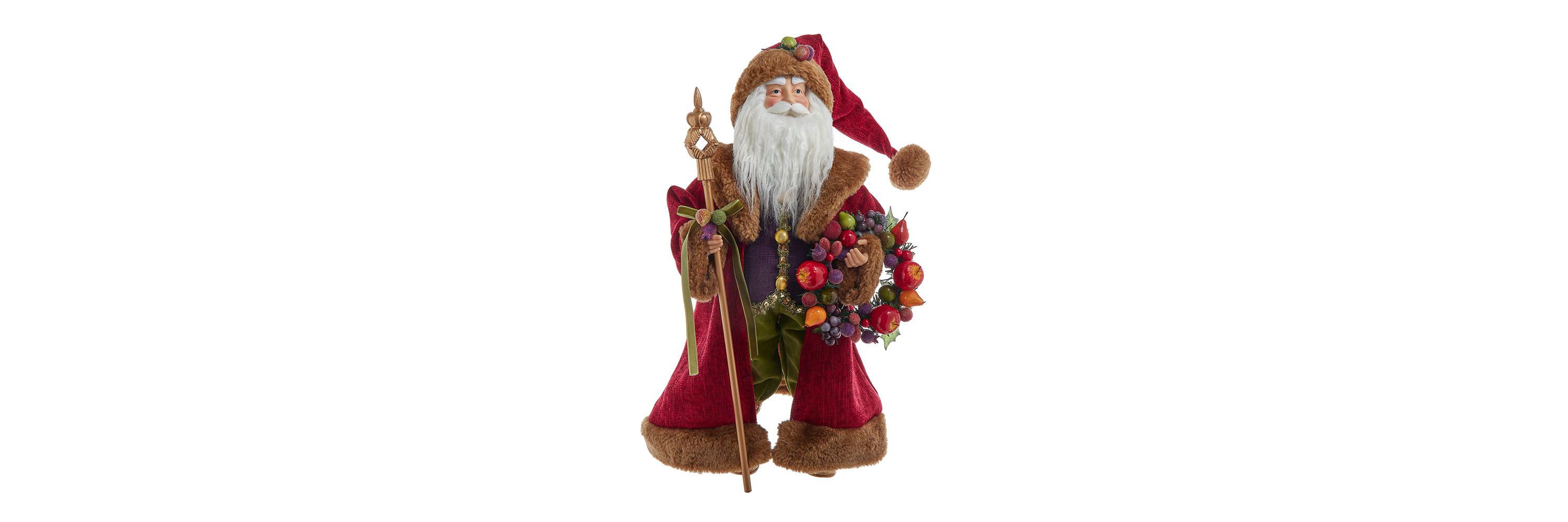 Kurt Adler 20-Inch Sugar Fruit Santa With Fruit Wreath