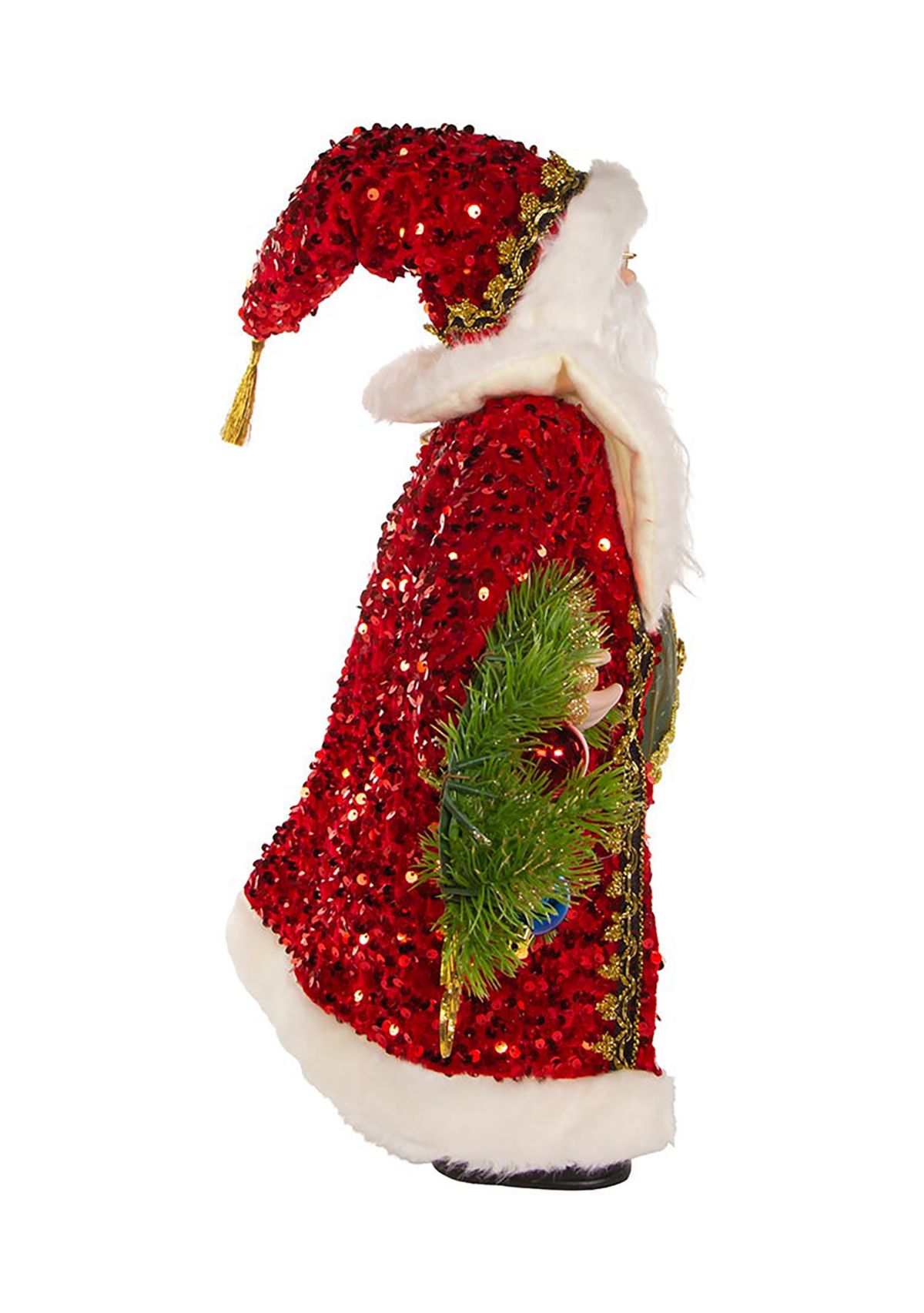 18-Inch Fabric And Resin Decorative Santa With Wreath Table Piece