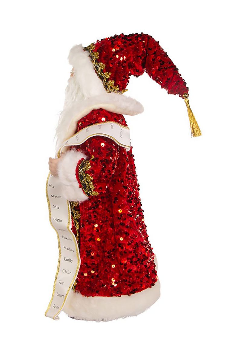 18-Inch Fabric And Resin Decorative Santa With Wreath Table Piece