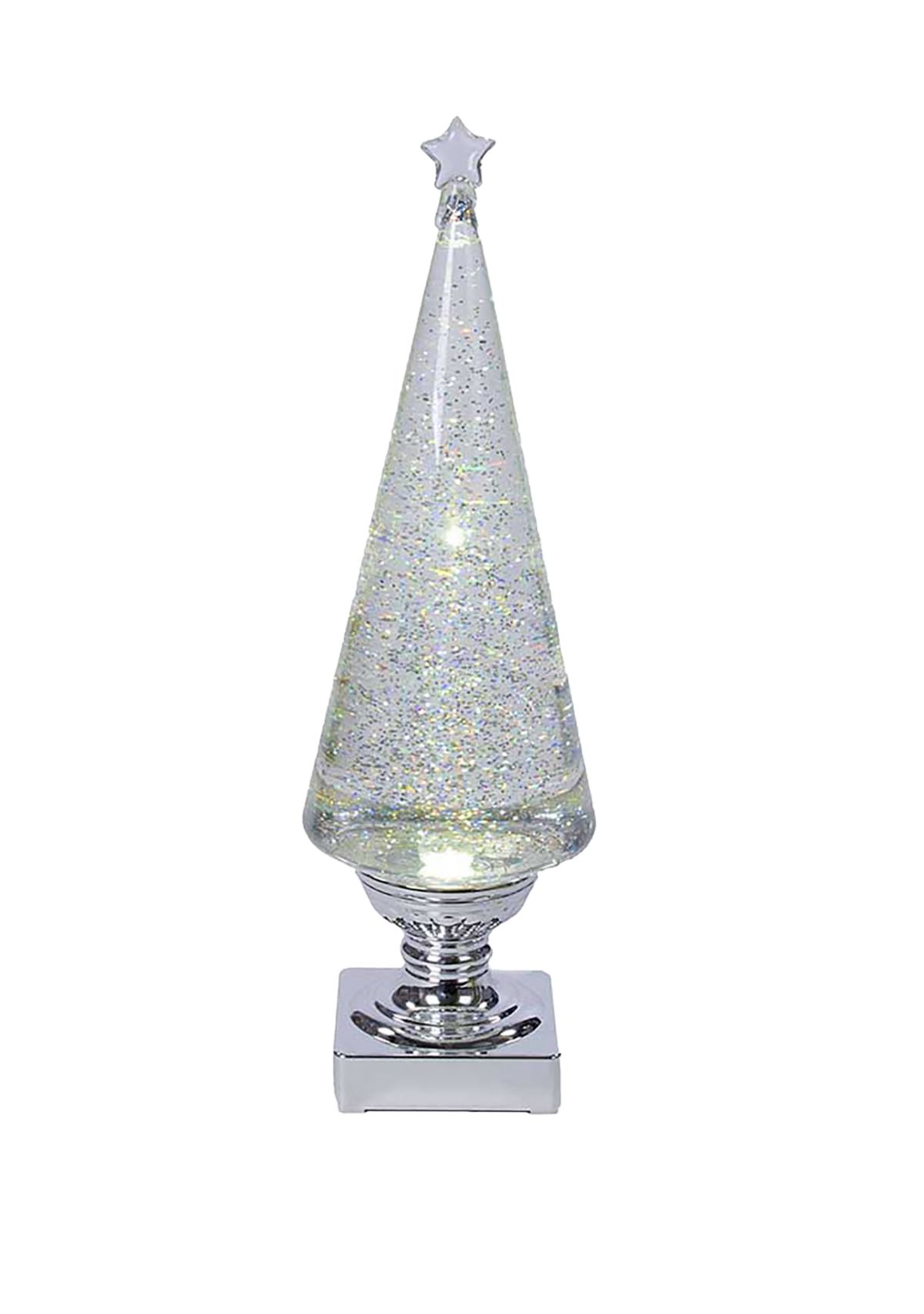14 in Battery-Operated Clear and Silver Lava Light Tree