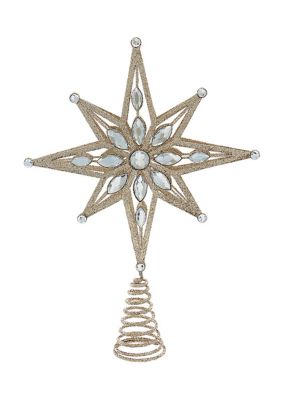 11-Inch Un-Lit Gold Glittered Jeweled Star Treetop